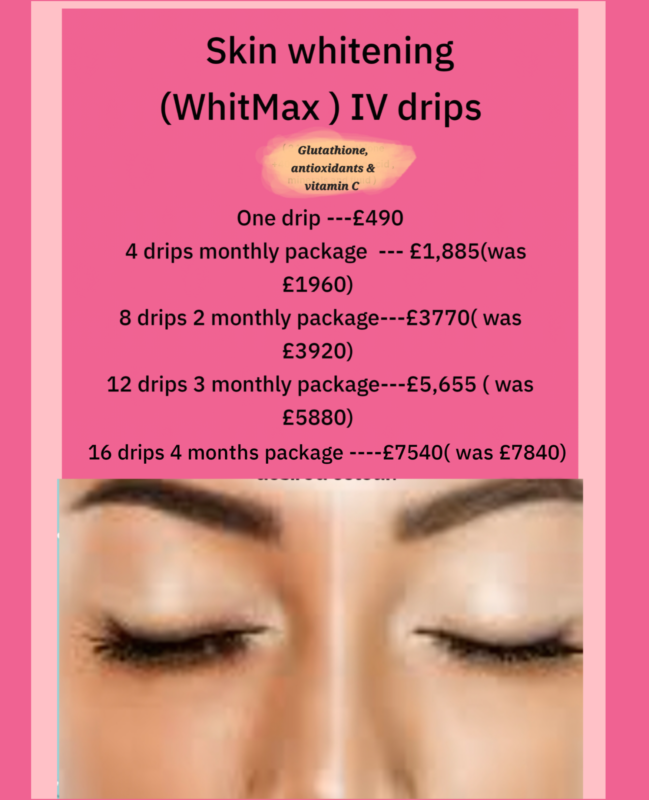 Skin whitening Glutathione drips